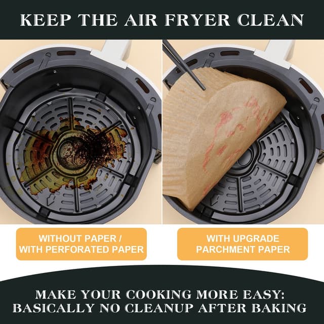 Engangs Air Fryer papirforing non-stick 120-pak Natur 20 cm