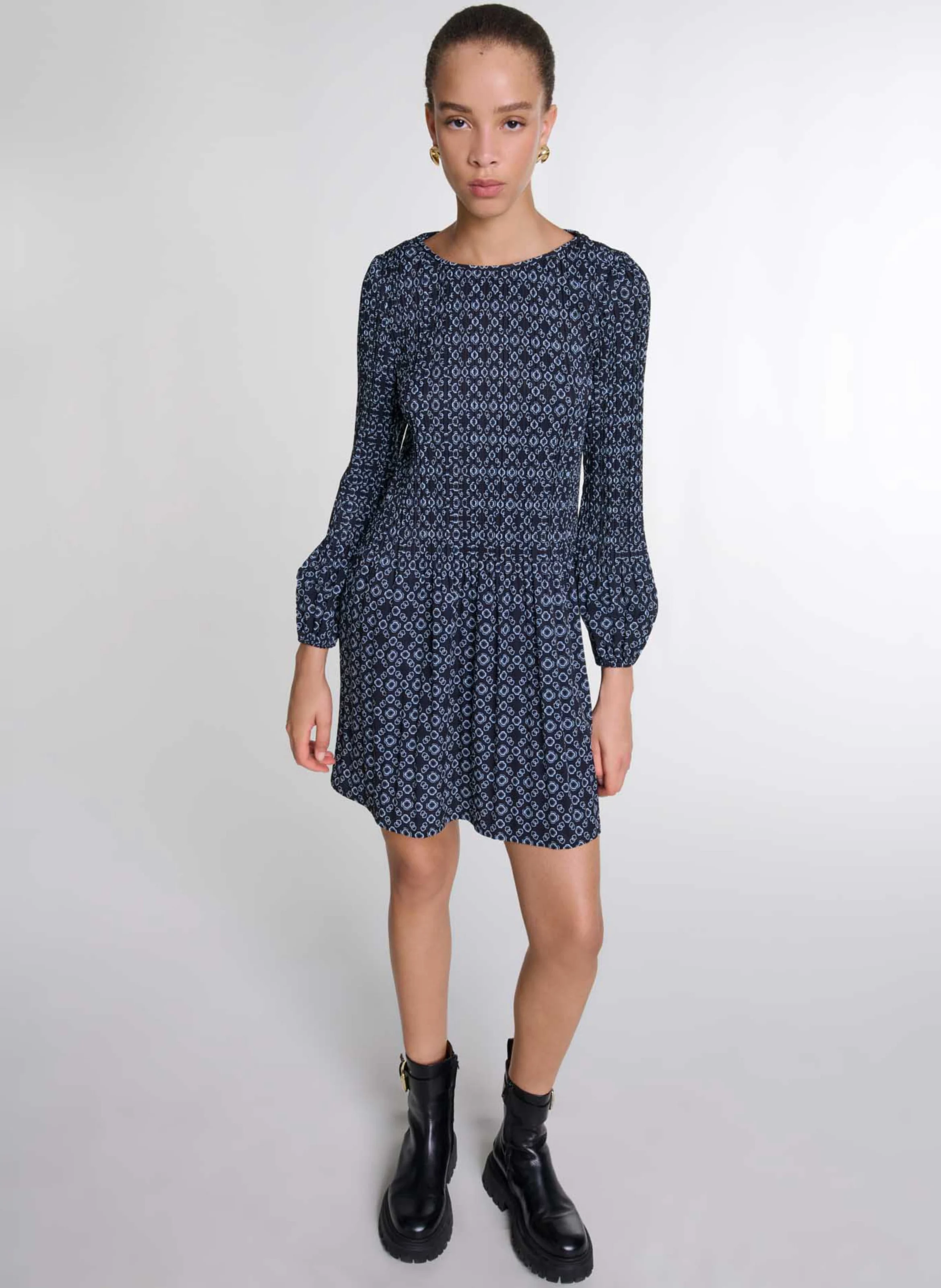 Robe courte imprimée | Noir