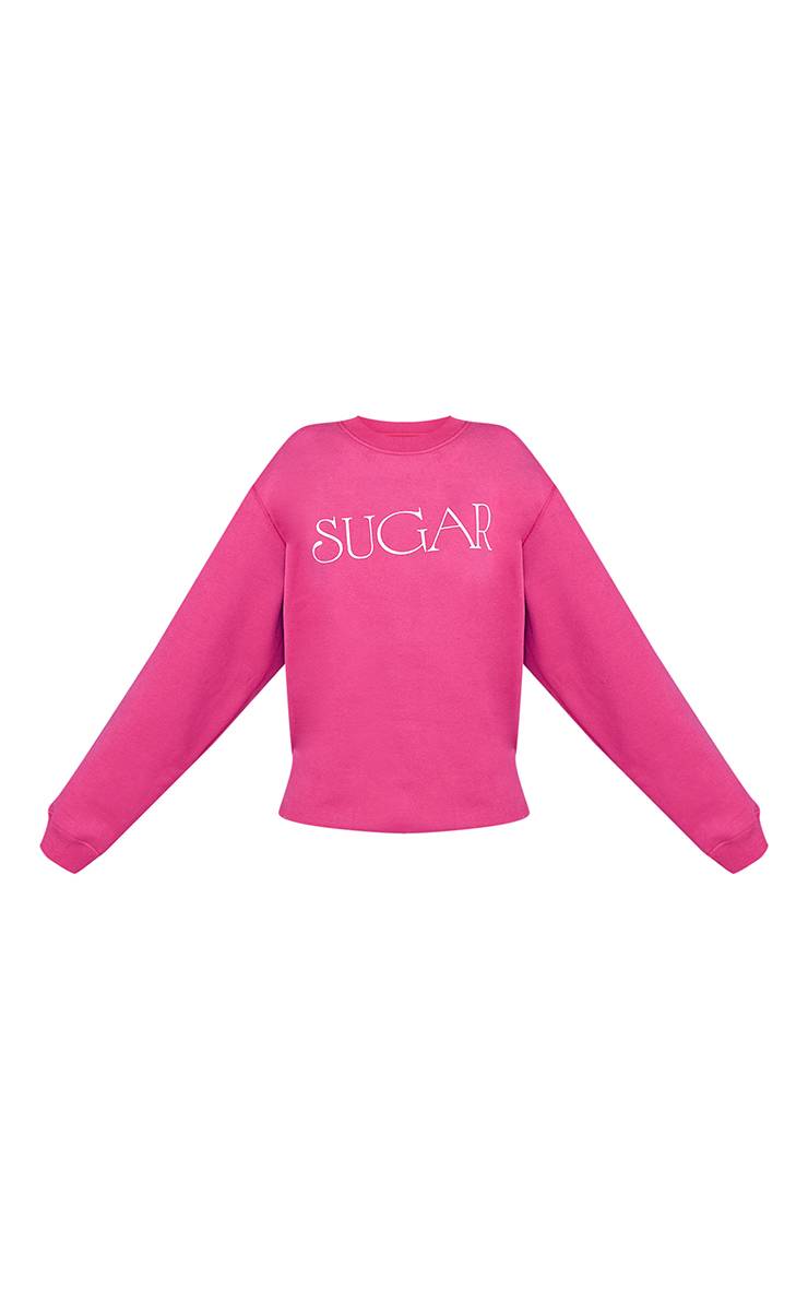 Rose Foncé Sweat-shirt Ample À Imprimé Sugar