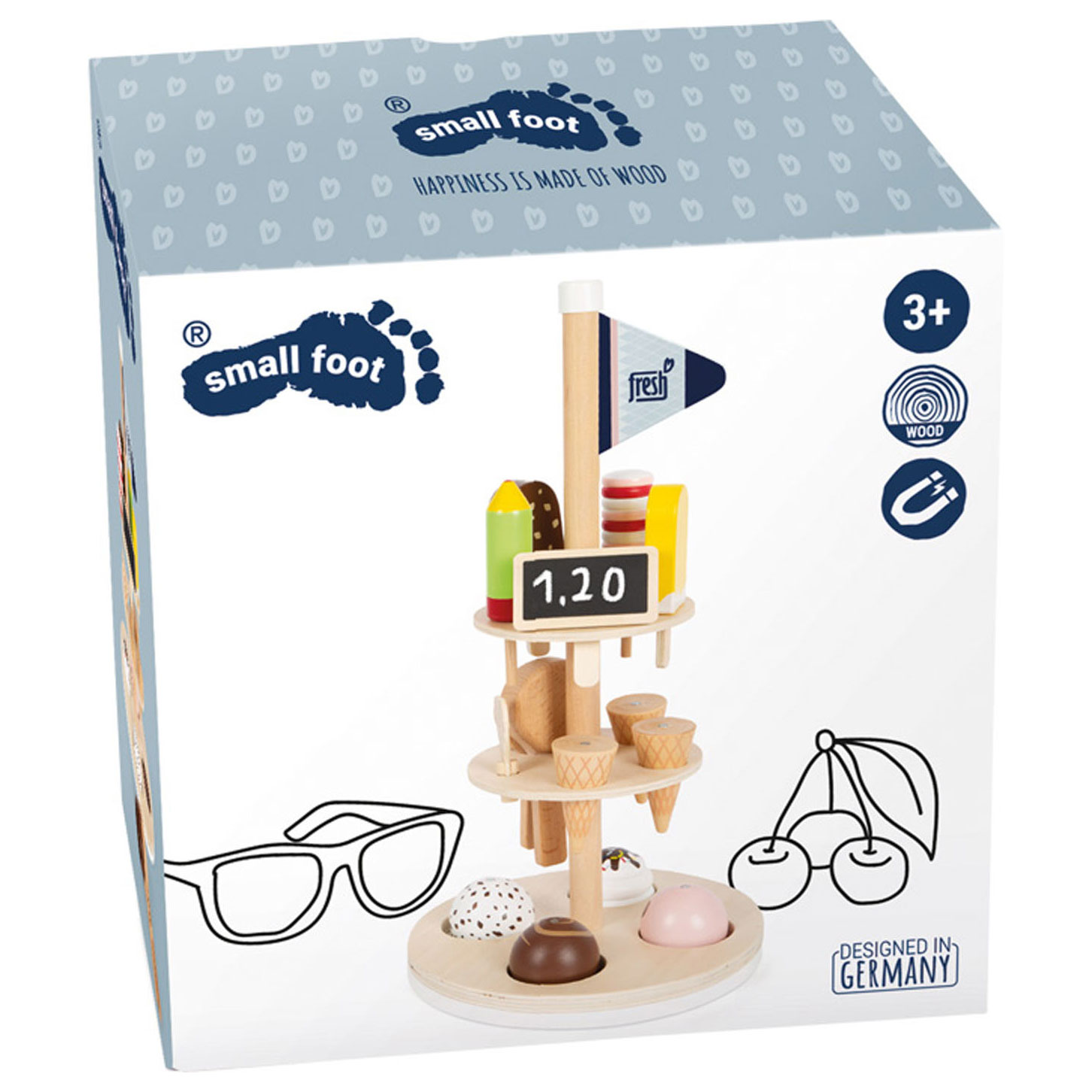 Small Foot-Houten Ijsjes met Houder, 15dlg.
