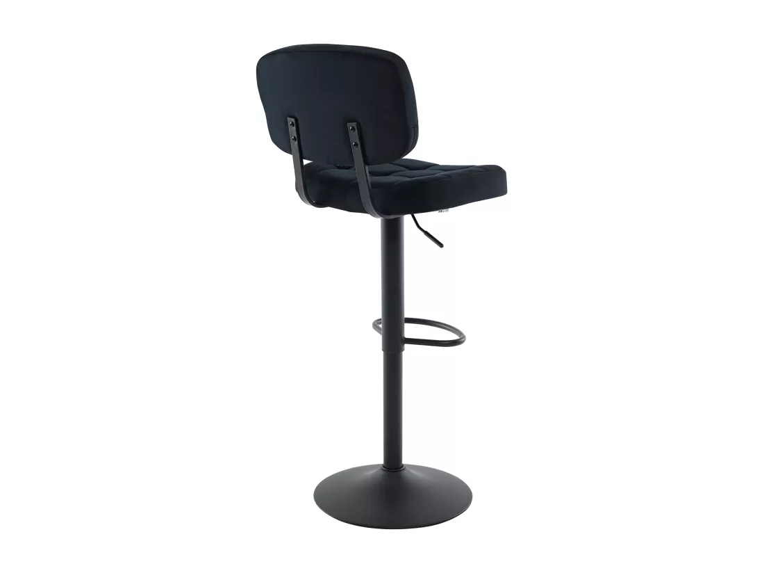 Lot de 2 tabourets de bar en velours et métal - Hauteur réglable - Noir - LINARA