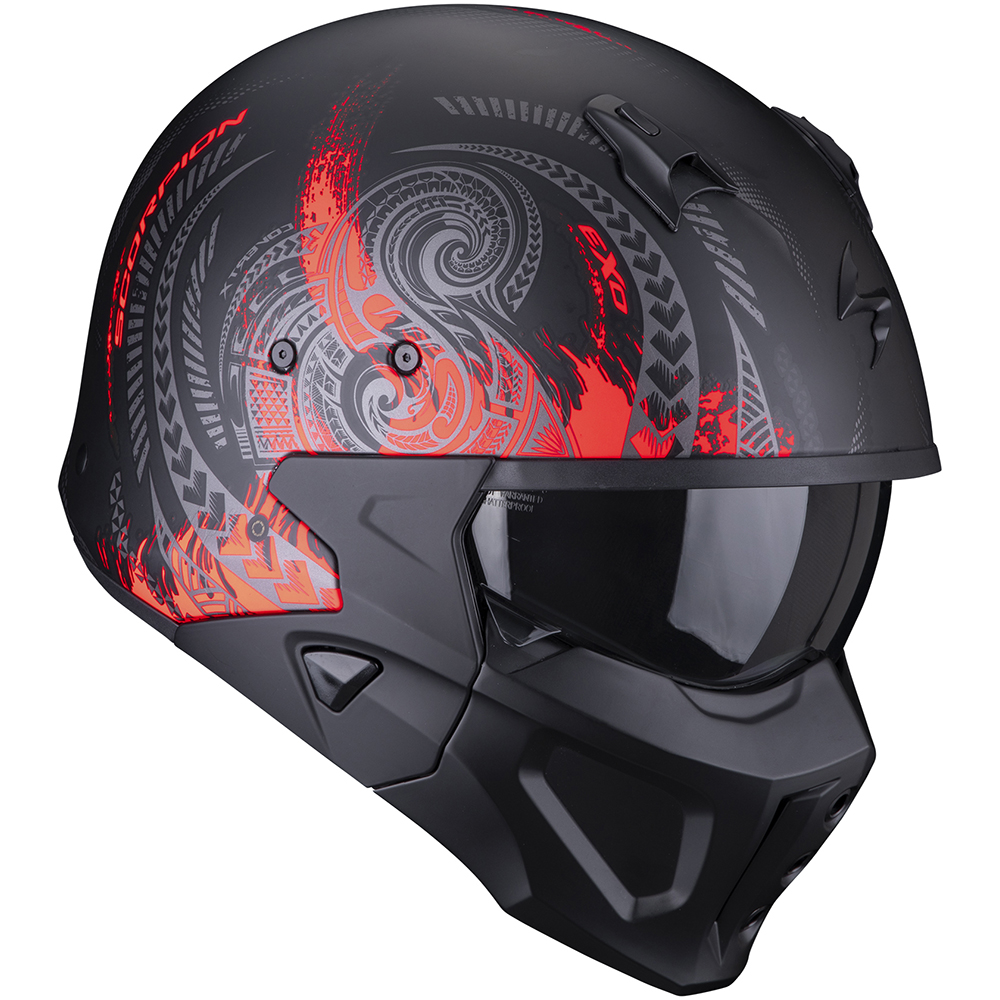Scorpion - Casque Covert-X Tattoo Noir Mat / Rouge