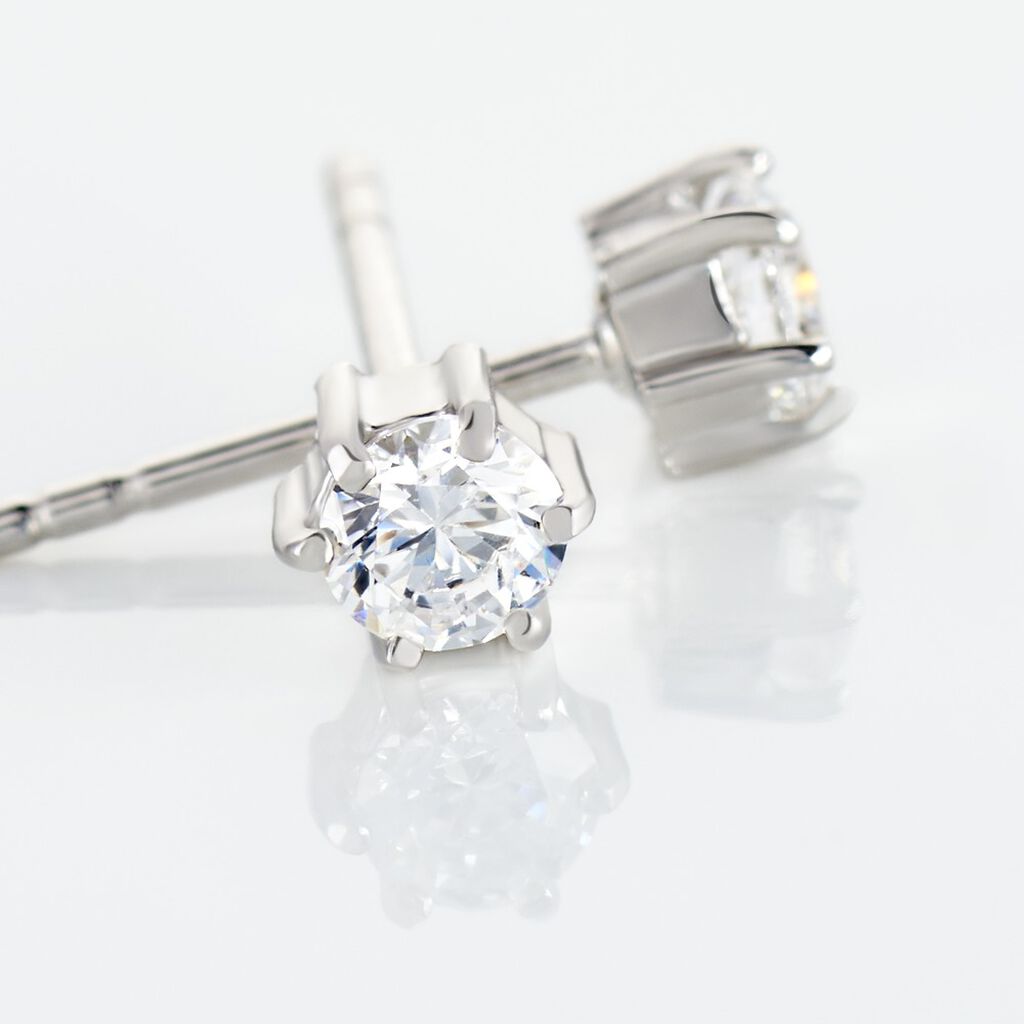 Boucles D'oreilles Puces Petrine Argent Blanc Oxyde De Zirconium
