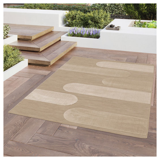 Tapis intérieur et extérieur en relief - capri - marron et beige - 120 x 170 cm