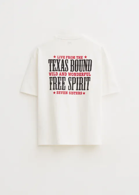 T-shirt met print Texas off-white (WIT.O)