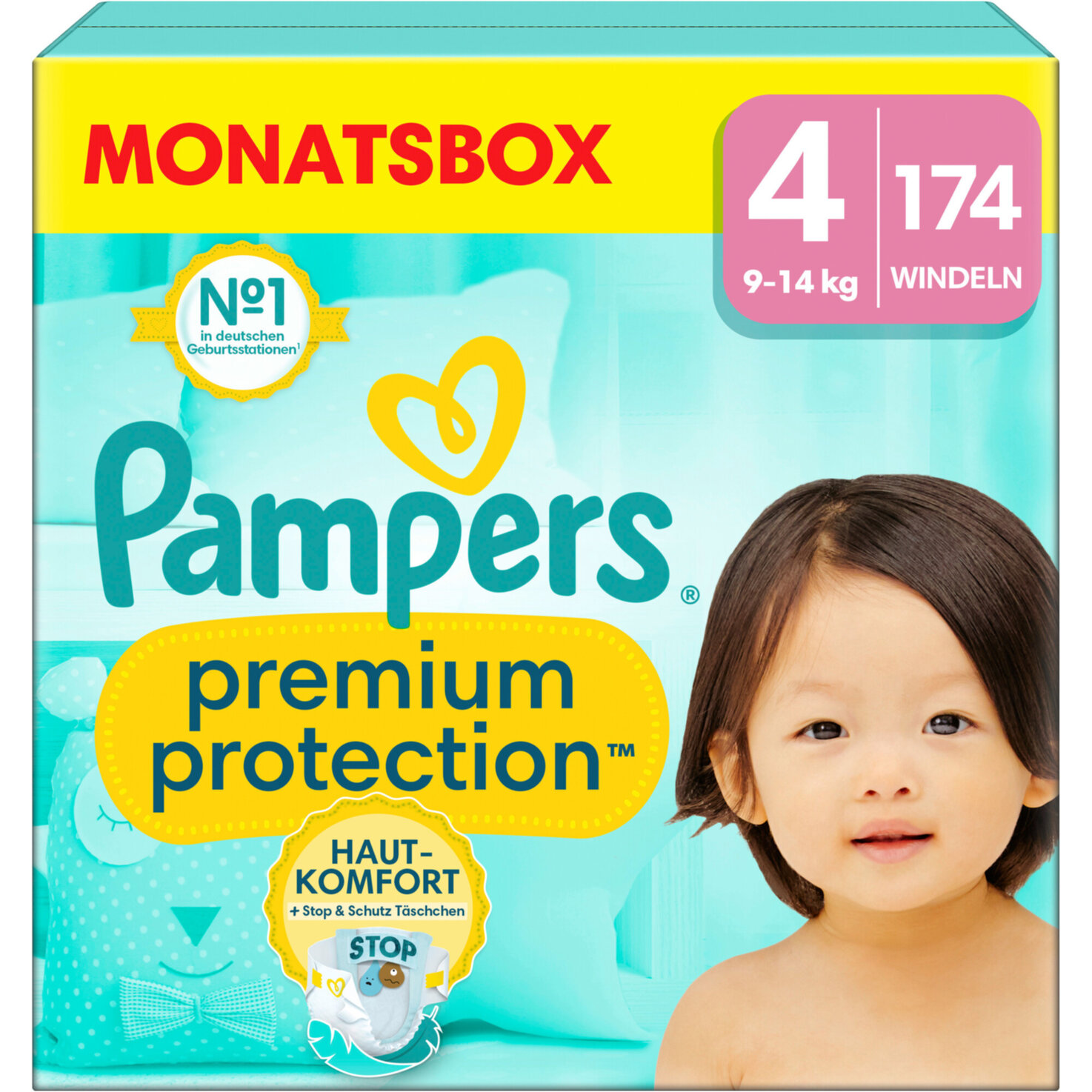Pampers Premium Protection Grösse 4, 9-14kg, 174 Stück