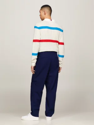 Calças jeans plissadas de corte reto