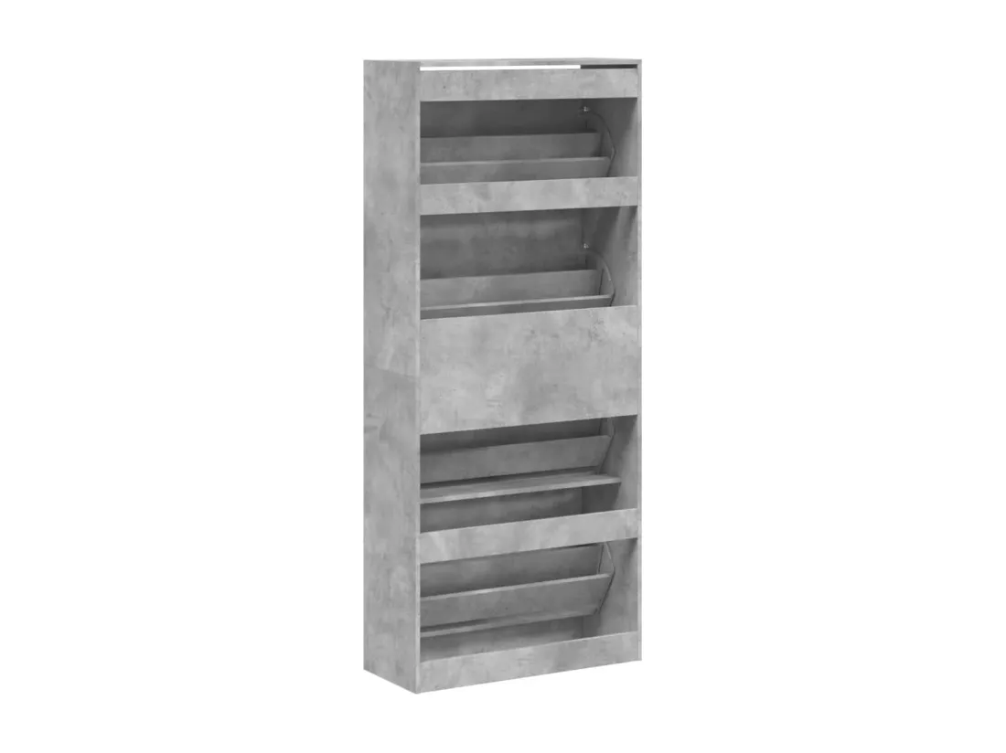 Armoire à chaussures 4 tiroirs rabattables gris béton