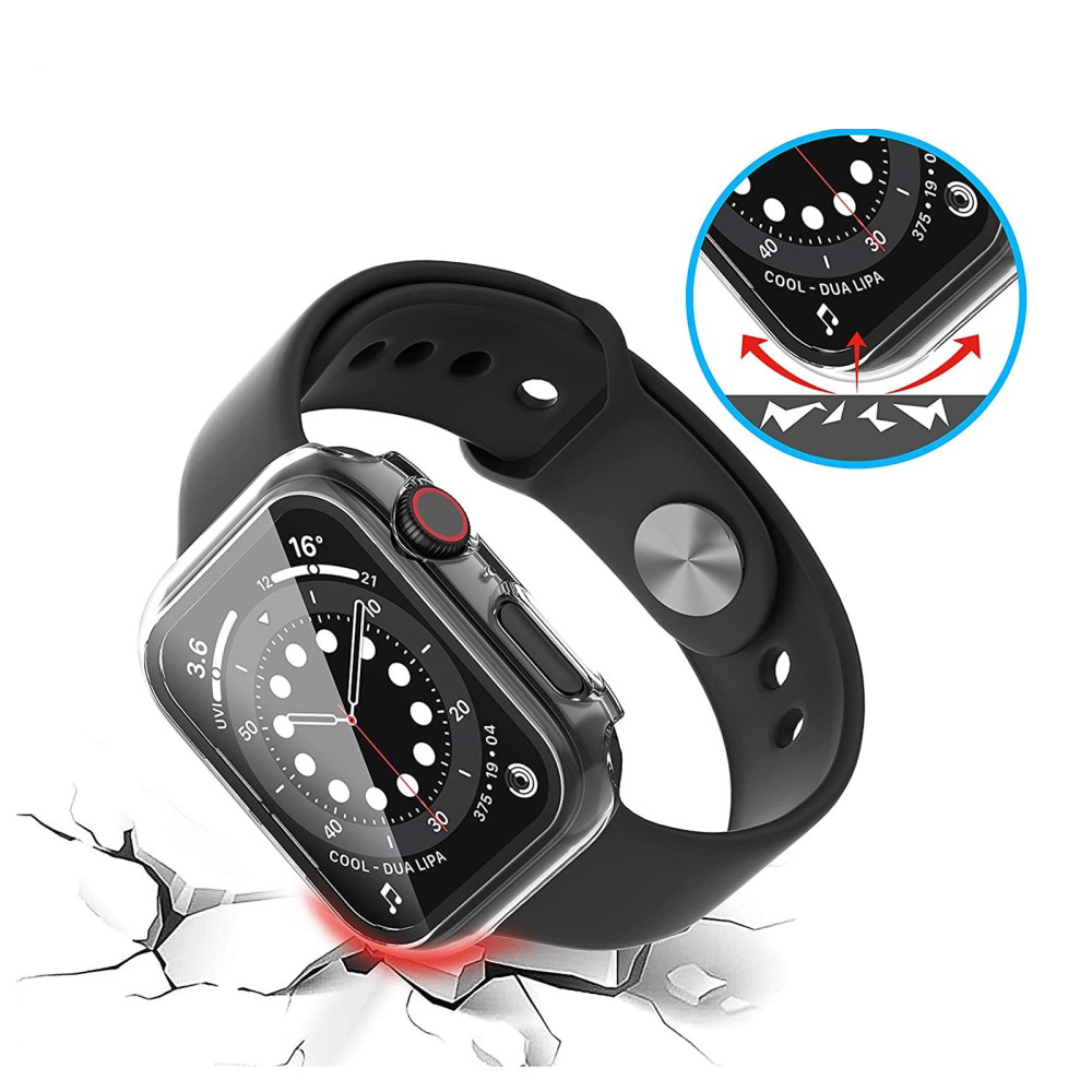 (2er Set) Apple Watch 7 (45 mm) Hardcase Bumper   Schutzglas - Transparent