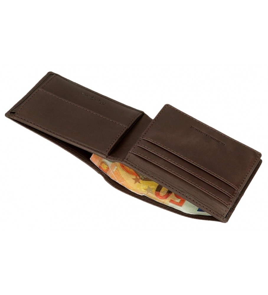 Carteira Pepe Jeans Checkbox em couro marrom