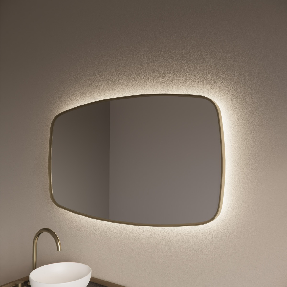 Gliss Design Epos spiegel met LED-verlichting 140x70cm horizontaal mat goud