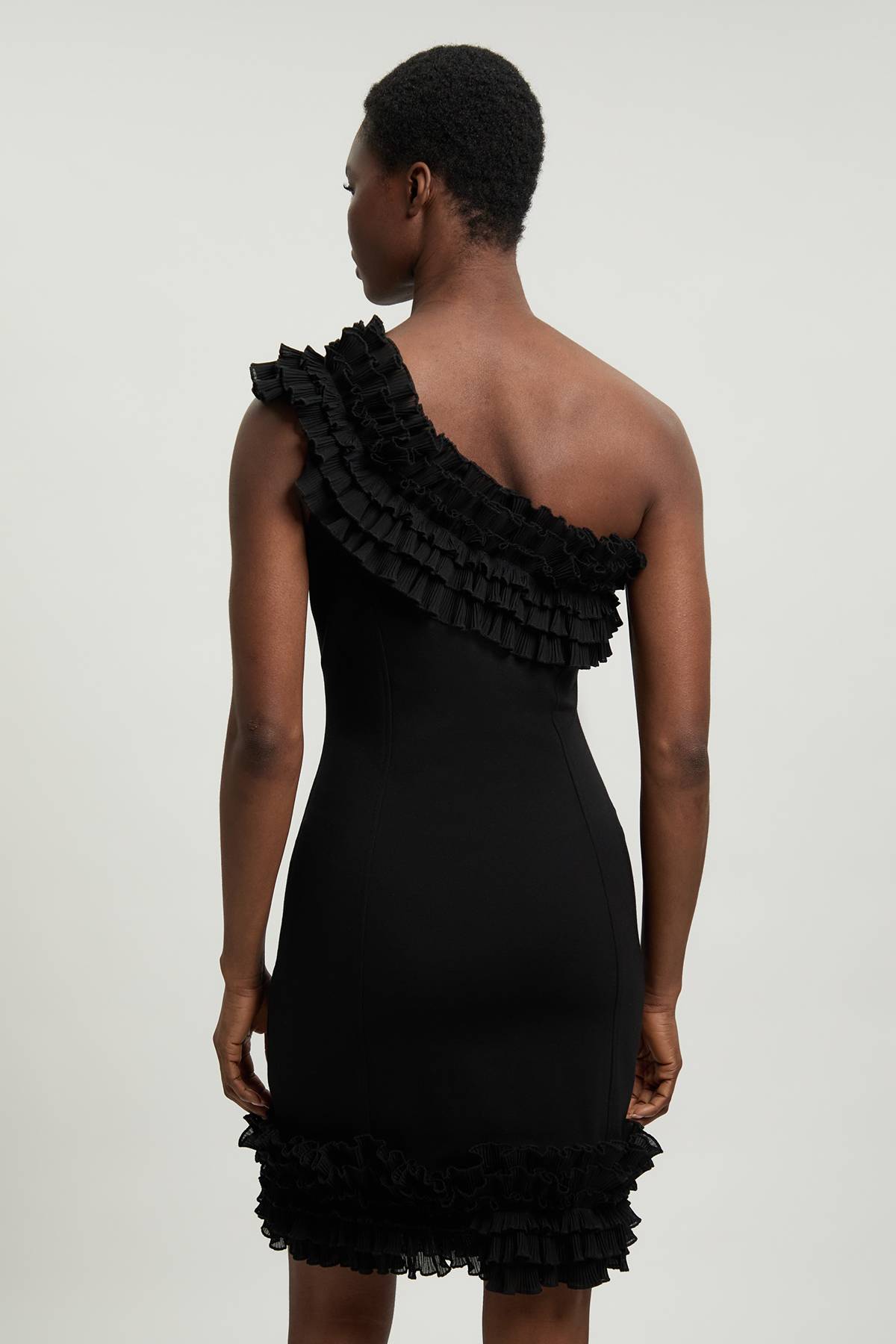 KarenMillen Robe Mini Asymétrique À Volants Dramatiques Petite