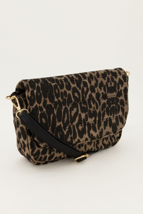 Panterprint schoudertas met twee straps