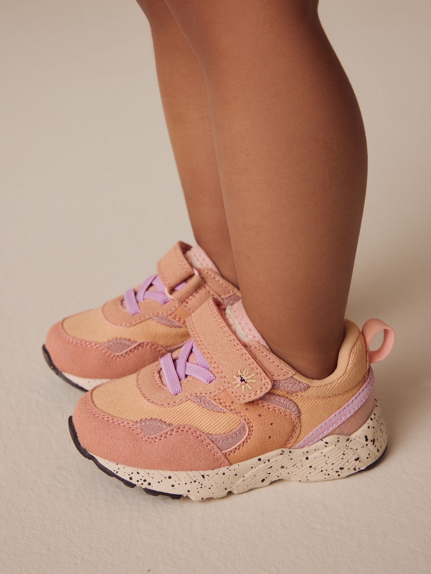 Meerkleurig oranje - Sneakers met elastische veters en klittenbandsluiting