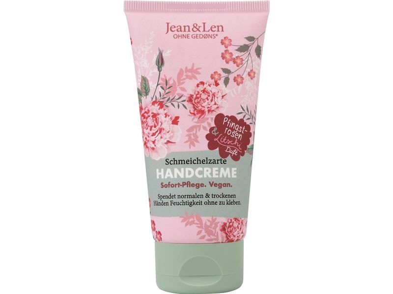 Jean & Len Handcrème Pfingstrose/Litschi 75 ml Natürliche Handcreme mit Provitamin B5 sowie Shea- und Kakaobutter