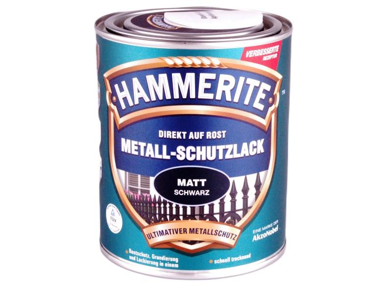 Hammerite Metall-Schutzlack Matt Schwarz, 750 ml Direkt-auf-Rost-Metallschutzlack mit Matt-Effekt