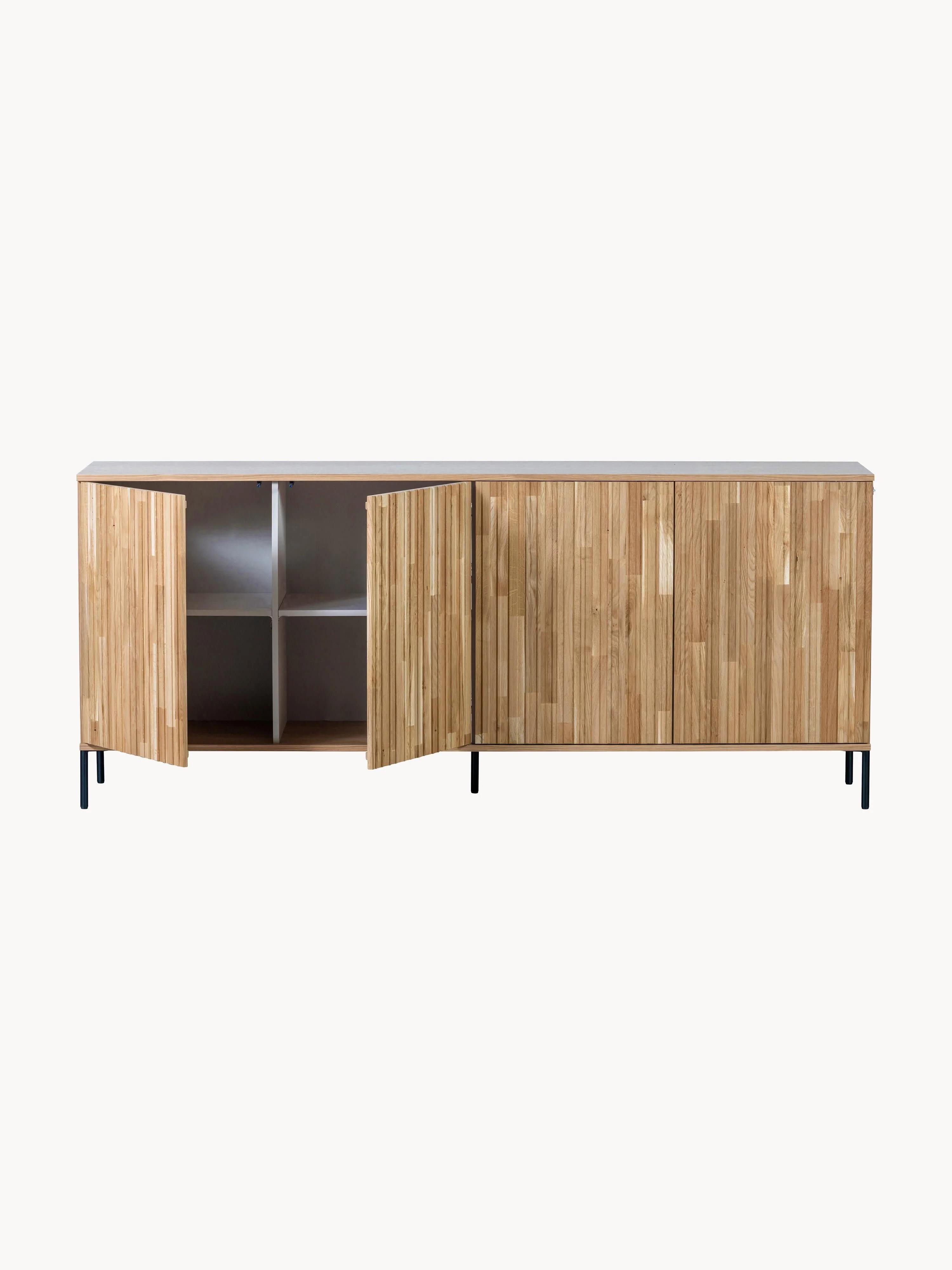 Dressoir Avourio van eikenhout met geribde voorzijde