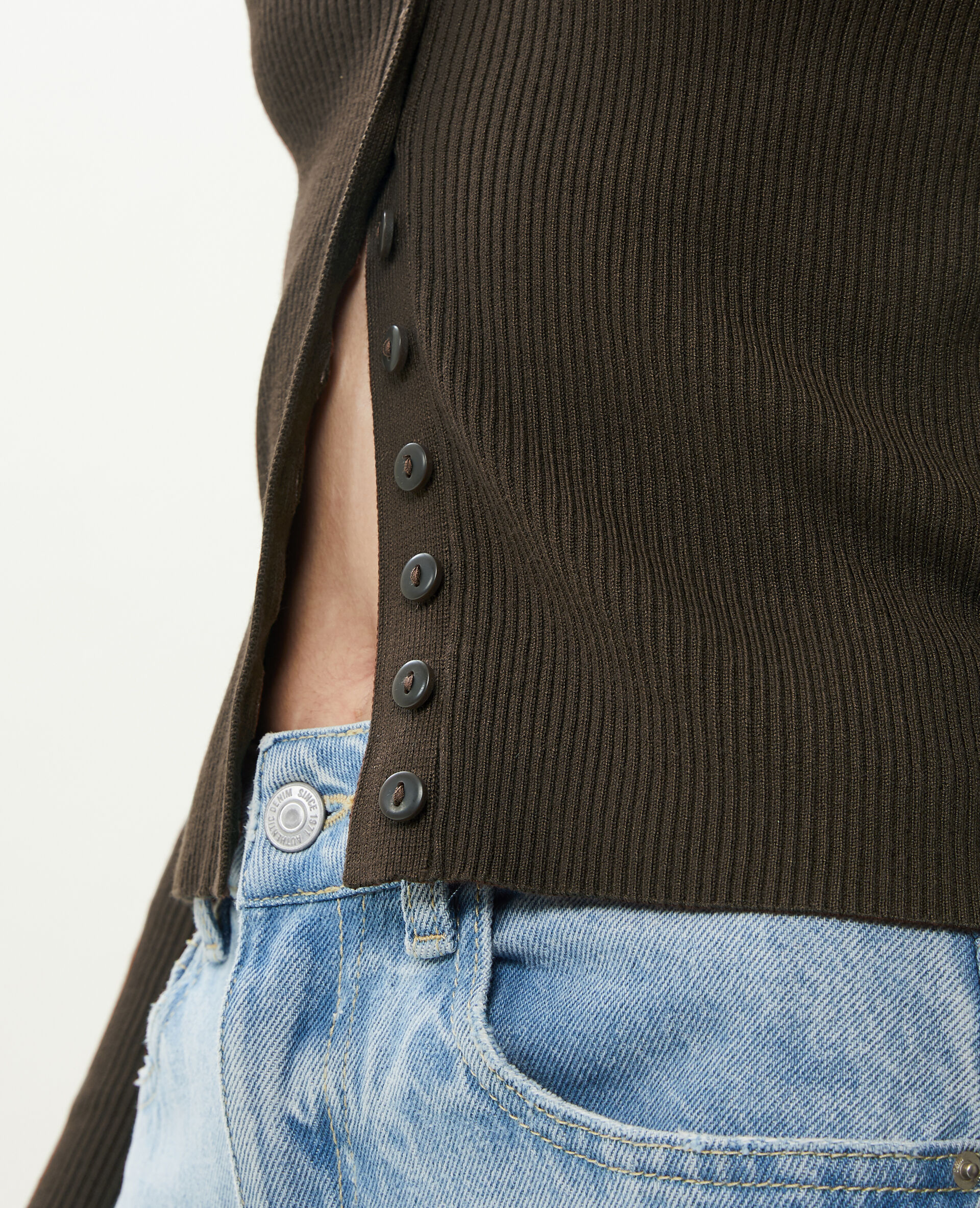 Gilet en maille côtelée - Marron