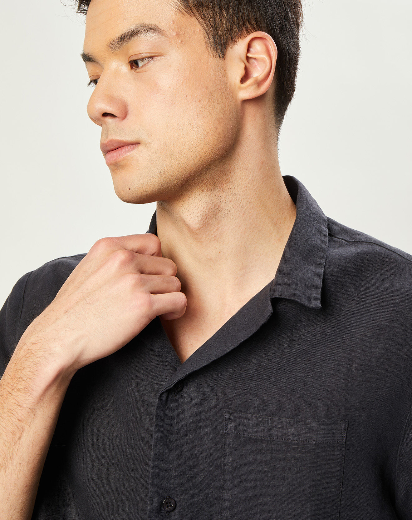Harris Wilson Chemise 100% Lin Regular Fit Bernard fumée
