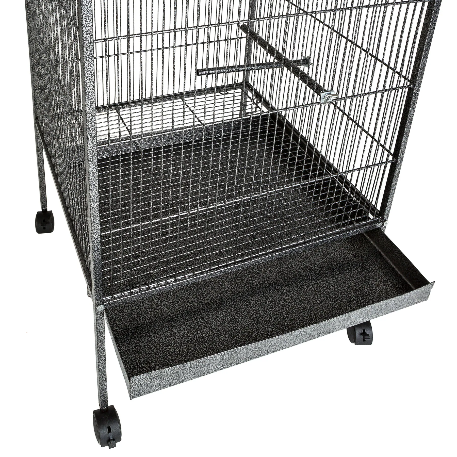 tectake® Vogelkäfig, in Hammerschlagoptik, 2 Schiebeöffnungen und geringer Gitterabstand, 54 x 54 x 114,5 cm