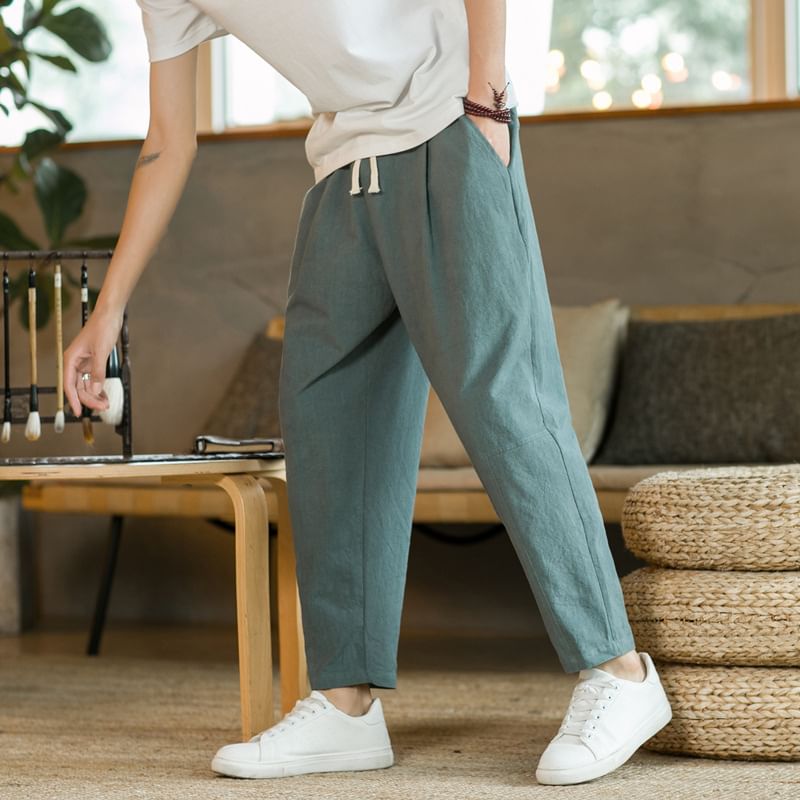YIKES - Effen cropped harembroek met trekkoordtaille