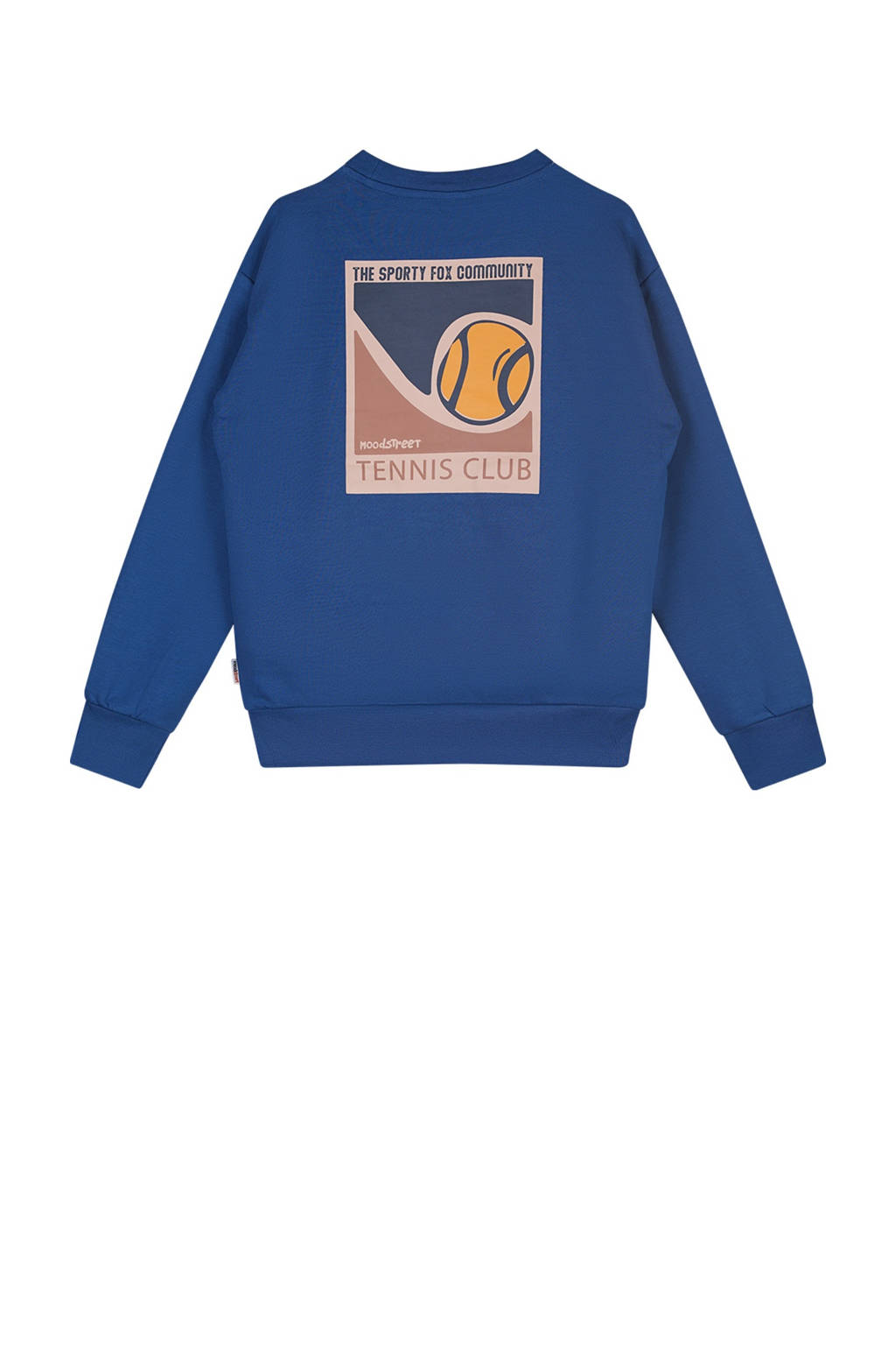 Moodstreet sweater Simon met backprint blauw