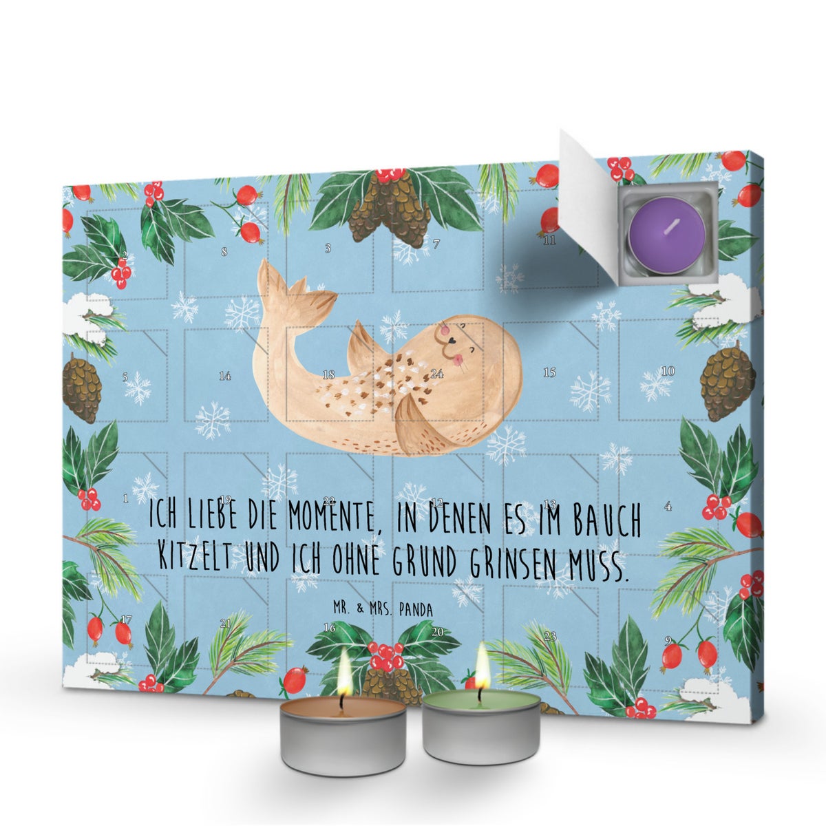 Mr. & Mrs. Panda Geurkaars Adventskalender Zegel Ligstoel - Pastelblauw