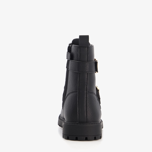 Blue Box meisjes biker boots zwart met gespen