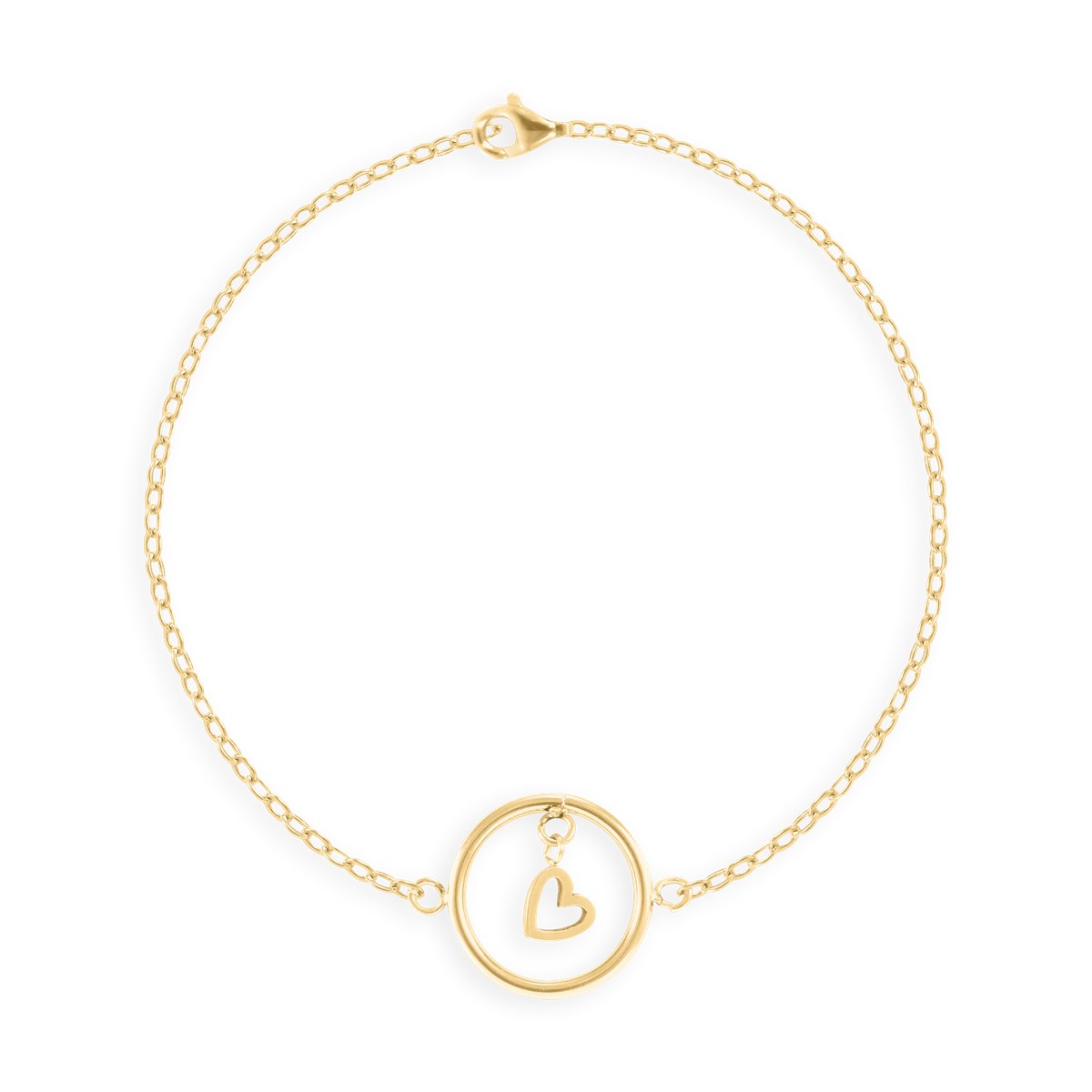 Bracelet coeur en acier plaqué jaune