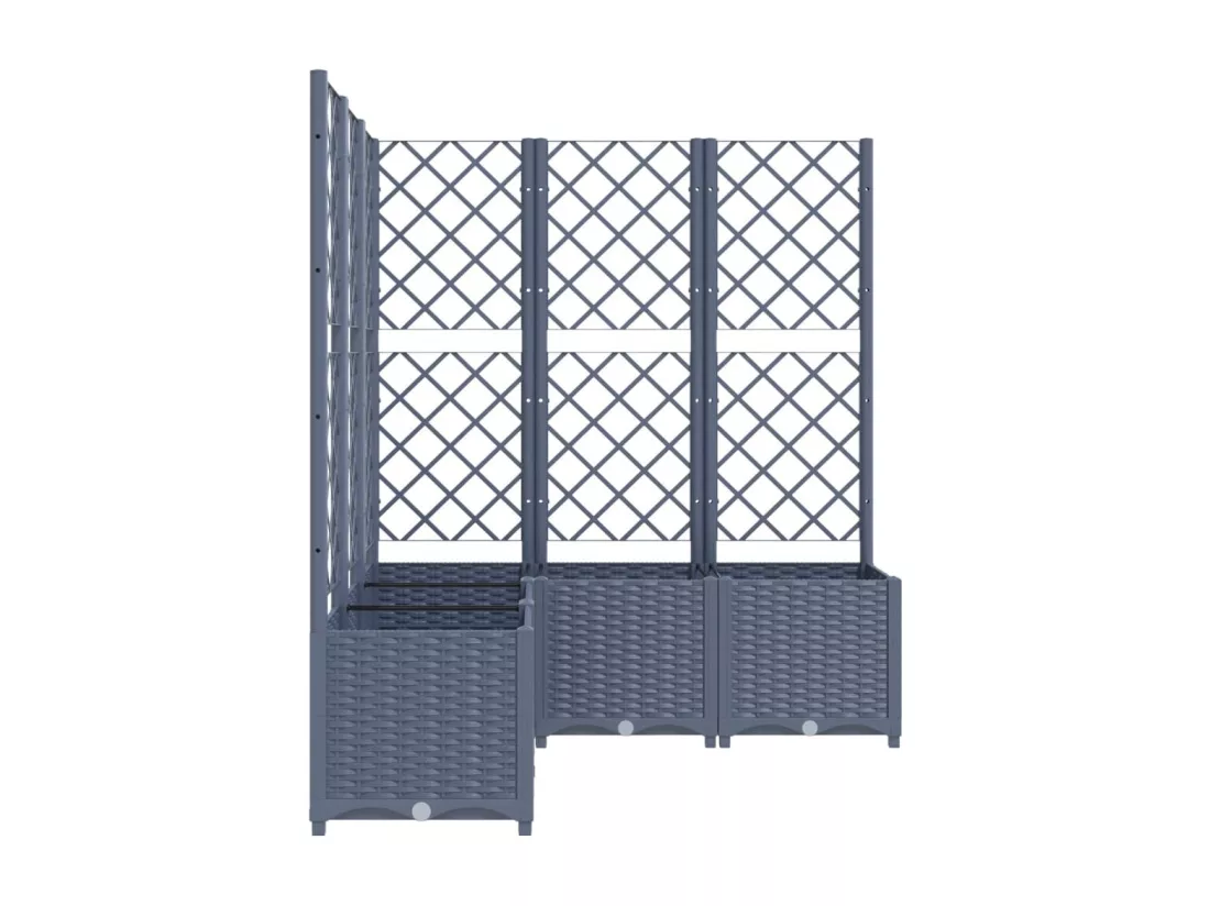 Jardinière avec treillis Gris foncé 120x120x136 cm PP