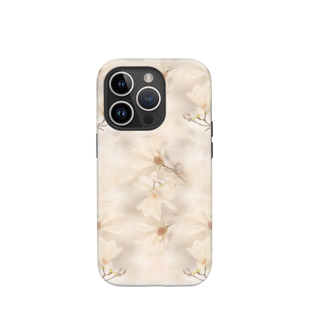 iPhone 14 Pro Hybrid (Kunststoff / Gummi) Hülle Blütenlicht - Beige