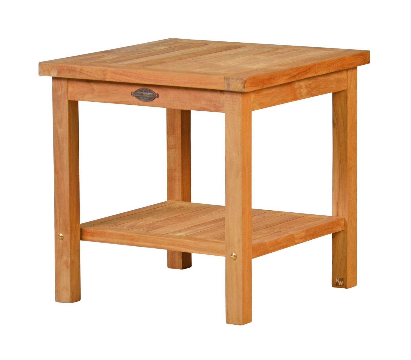 Teakhouten bijzettafel 50 x 50 cm, hoge kwaliteit, weerbestendig, 2 planken