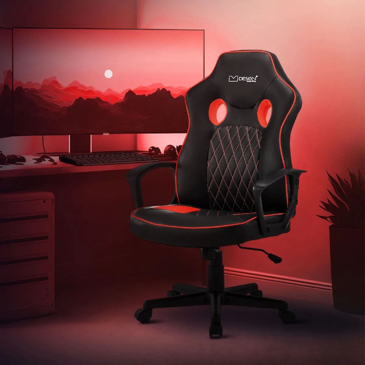 ML DESIGN MODERN LIVING ML Design Chaise de gamer - Noir/Rouge