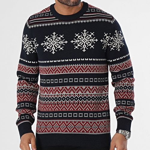 Pull Snowball Bleu Marine Bordeaux