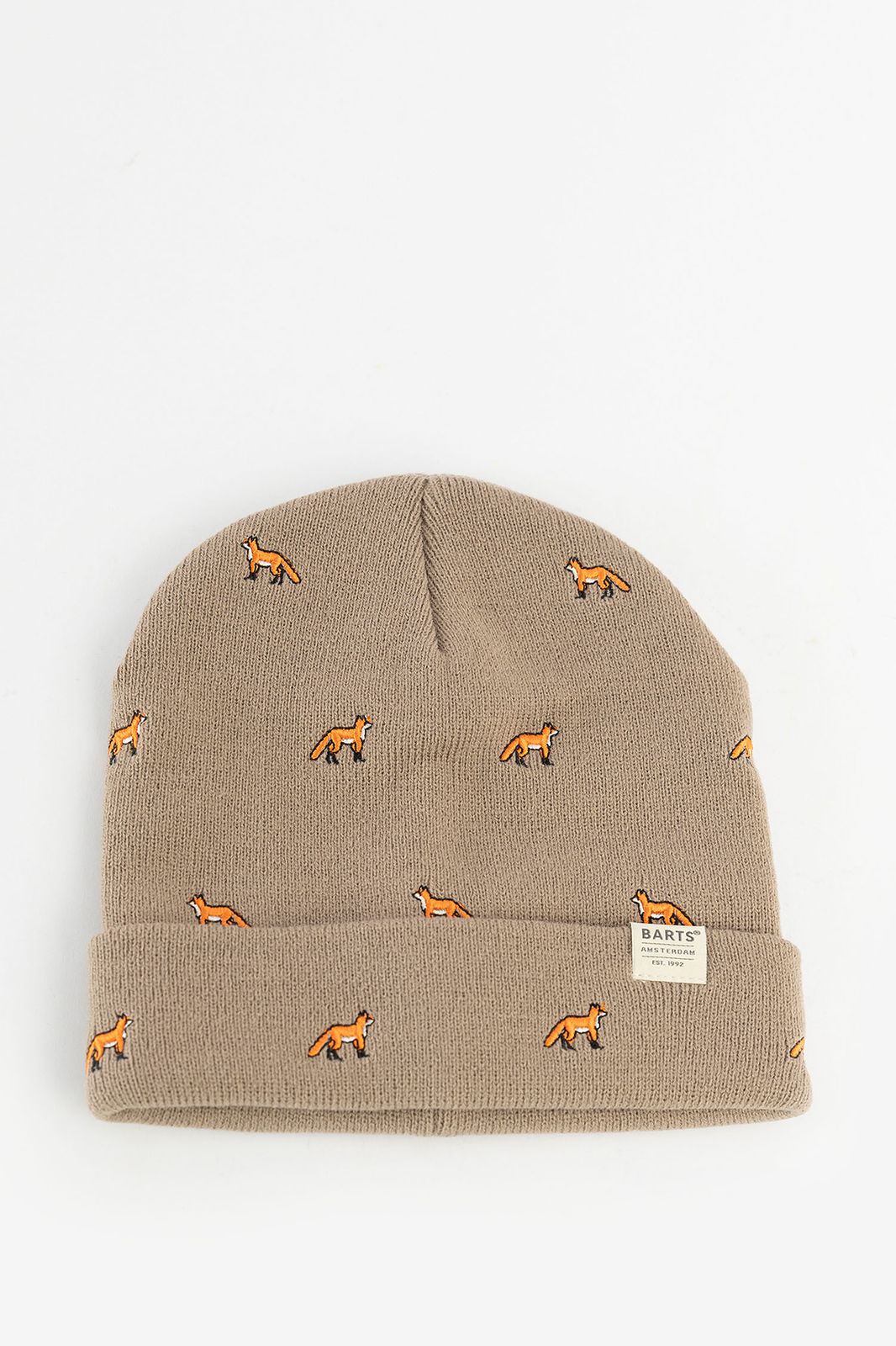 BARTS bruine beanie met vossenprint