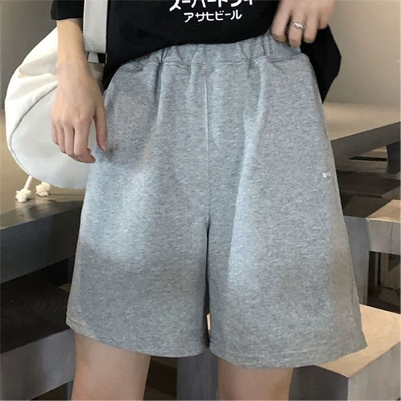 PERKARP - Jersey shorts met elastische taille en borduurwerk