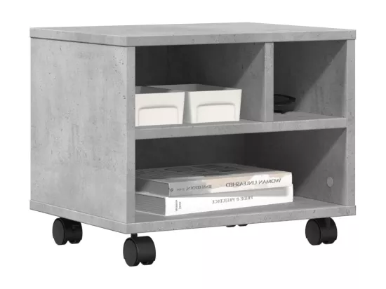 Support d'imprimante avec roulettes gris béton 41x32x34,5 cm