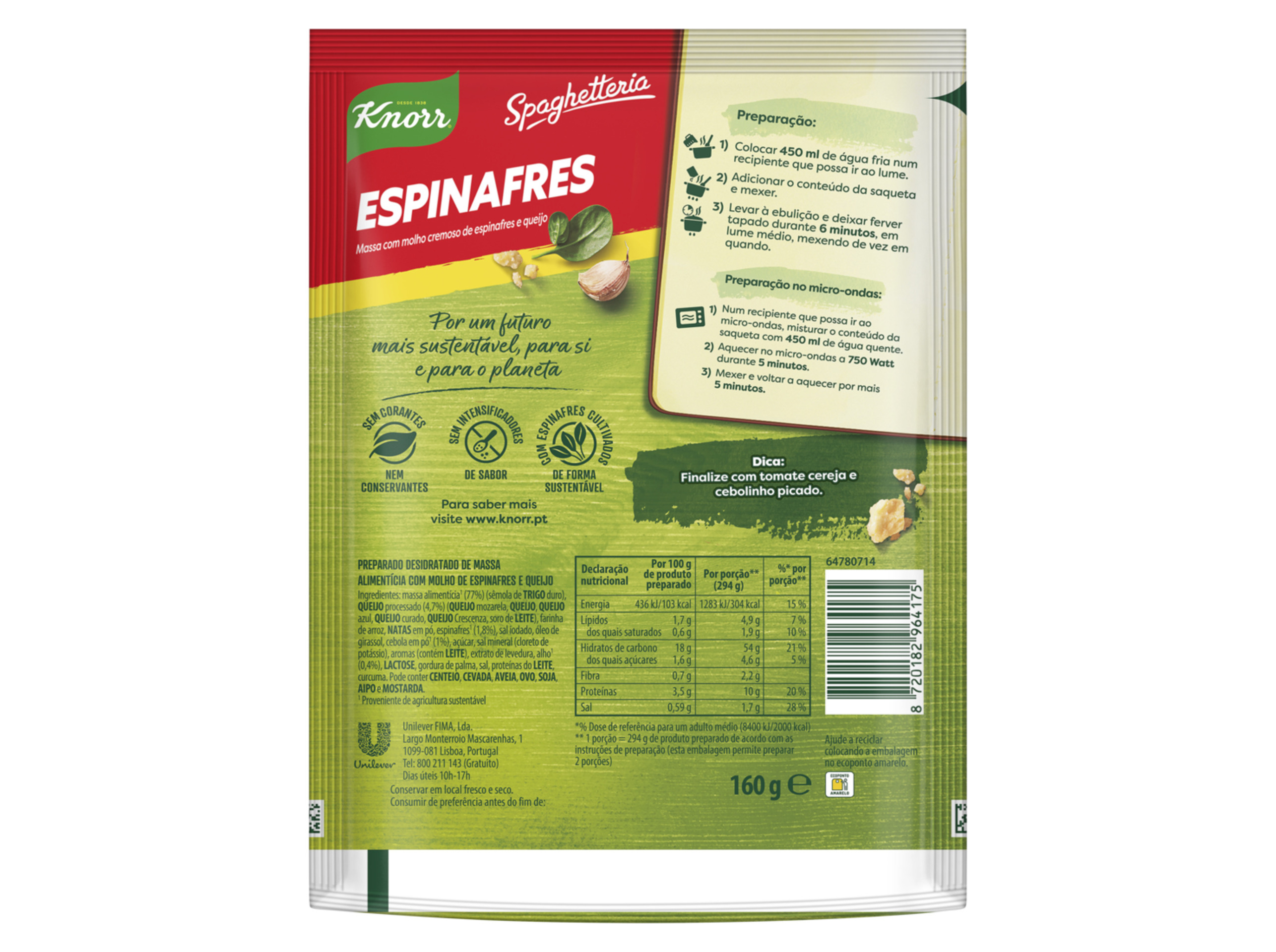 MASSA DE ESPINAFRES KNORR 160GR