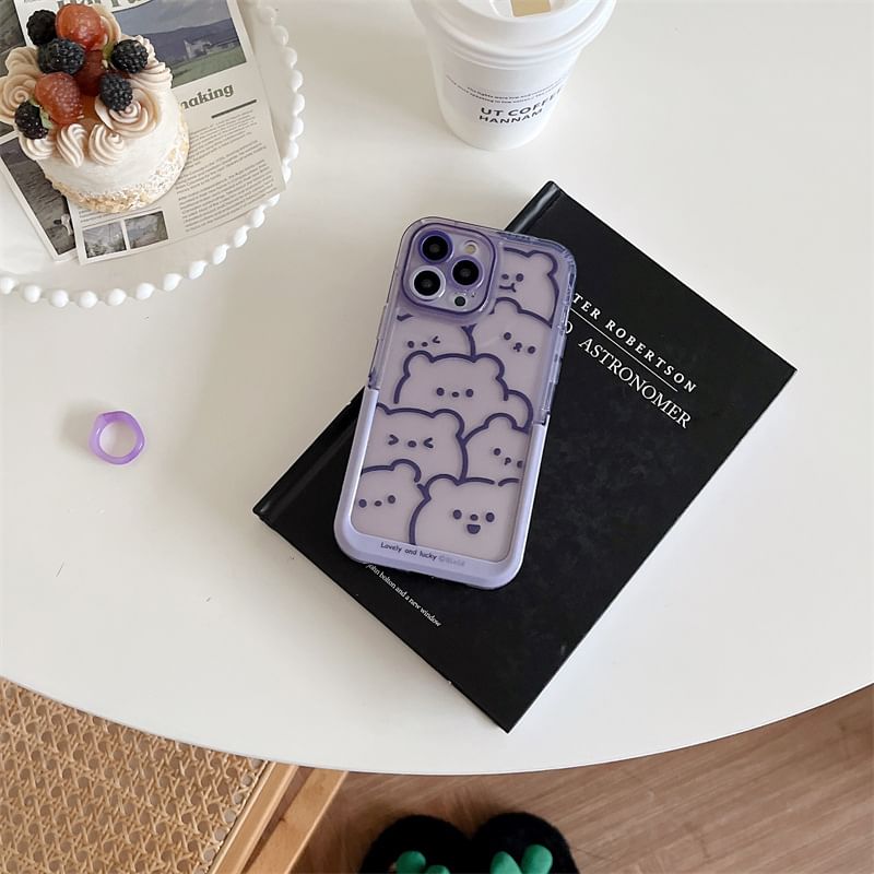 Surono - Bear Stand telefoonhoesje - iPhone 15 Pro Max / 15 Pro / 15 Plus / 15 / 14 Pro Max / 14 Pro / 14 Plus / 14 / 13 Pro Max / 13 Pro / 13 / 13 mini / 12 Pro Max / 12 Pro / 12 / 12 mini / 11 Pro Max / 11 Pro / 11