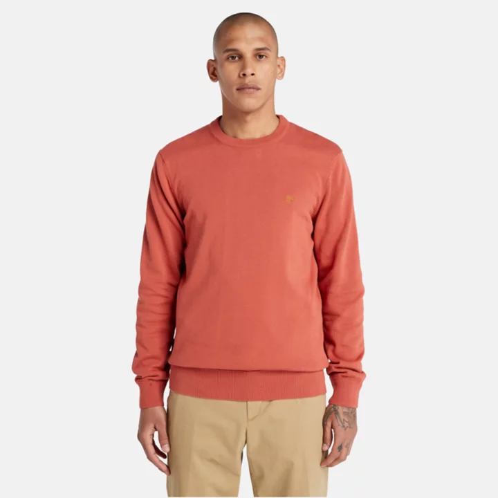 Suéter Williams River de gola redonda para homens na cor vermelha.