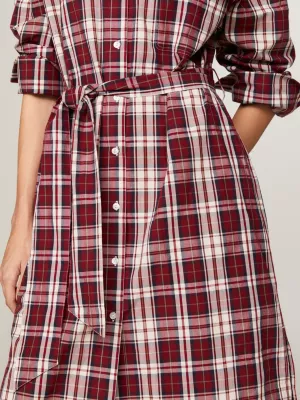 Vestido camisa midi xadrez tartan descontraído