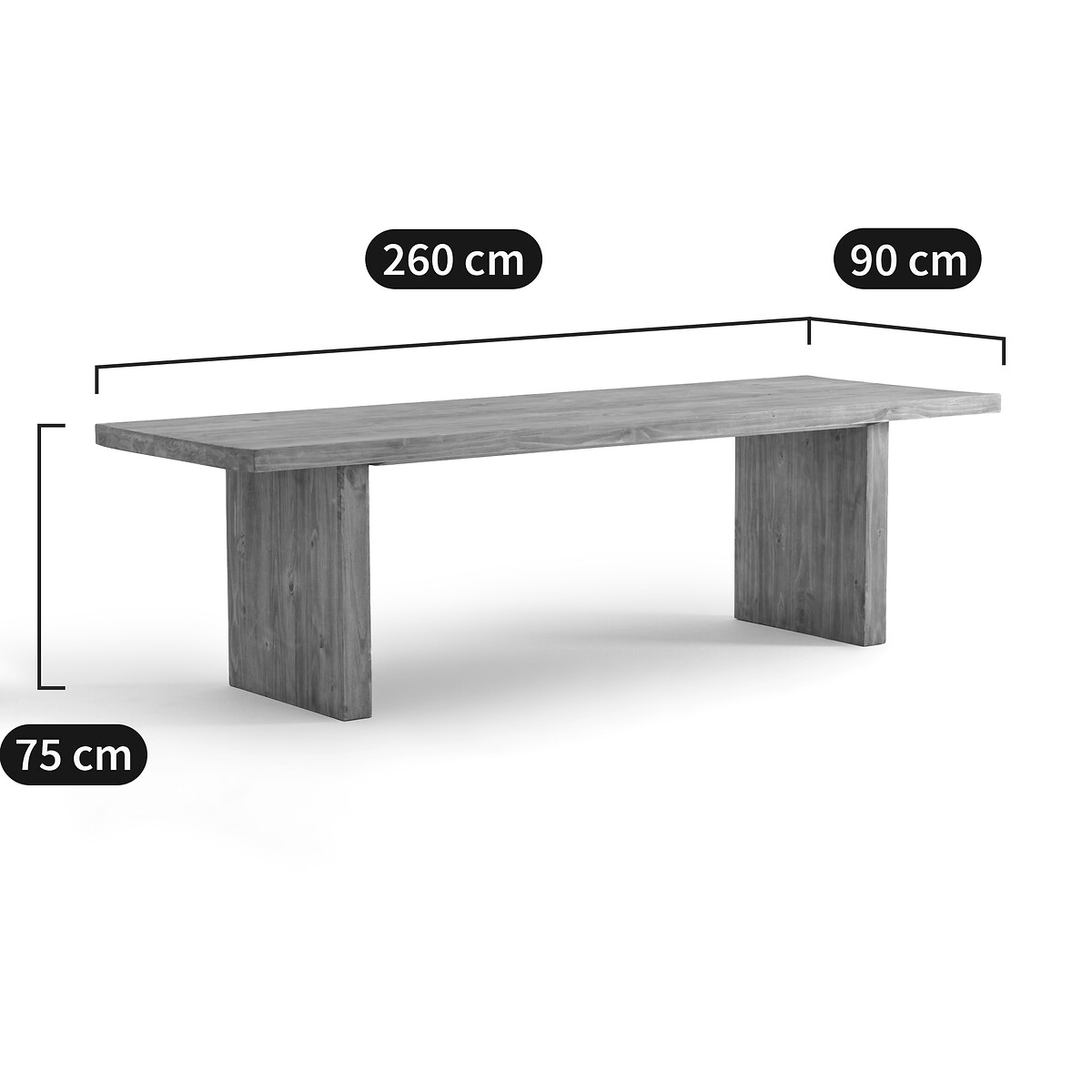 LA REDOUTE INTERIEURS<br>Mesa retangular 8/10 pessoas, Malu