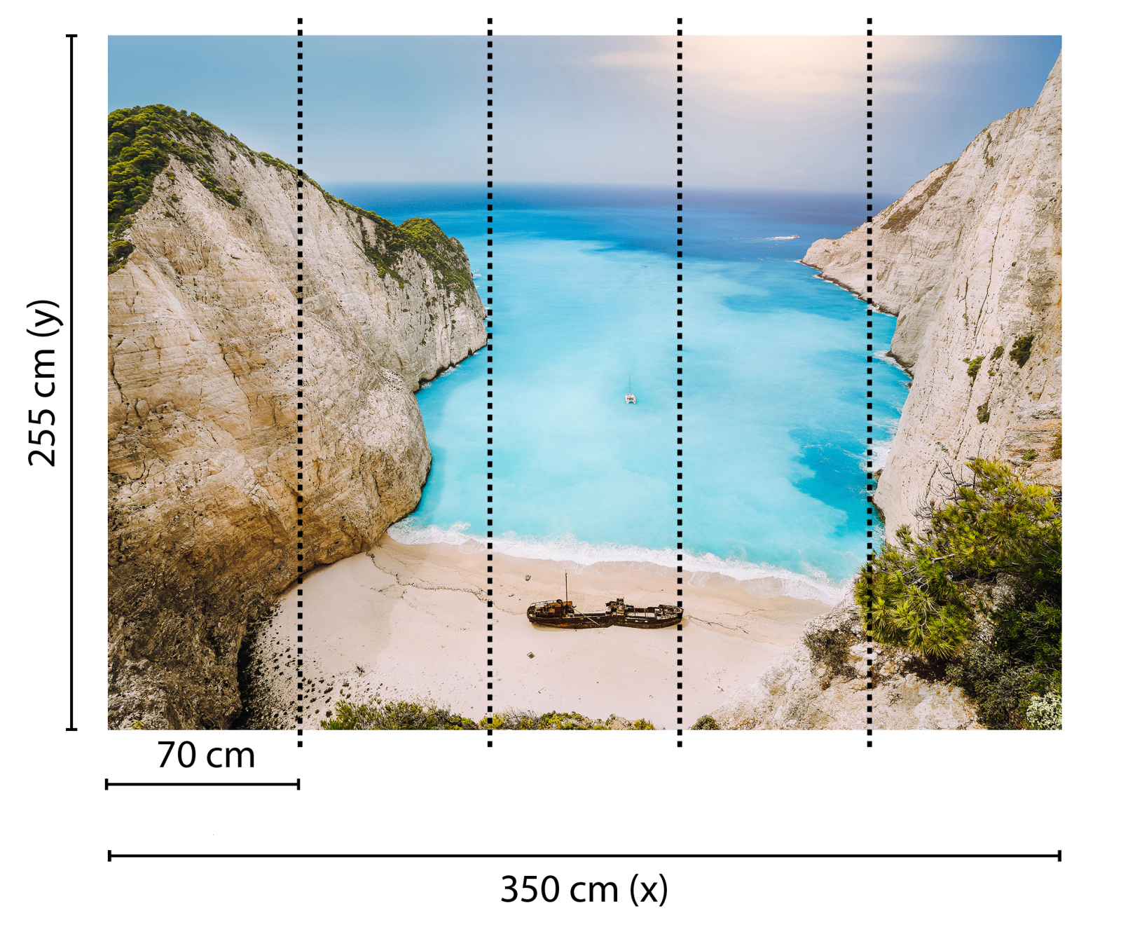 Fototapete DESIGNWALLS - blau-braun - Strand - 2,55 Meter