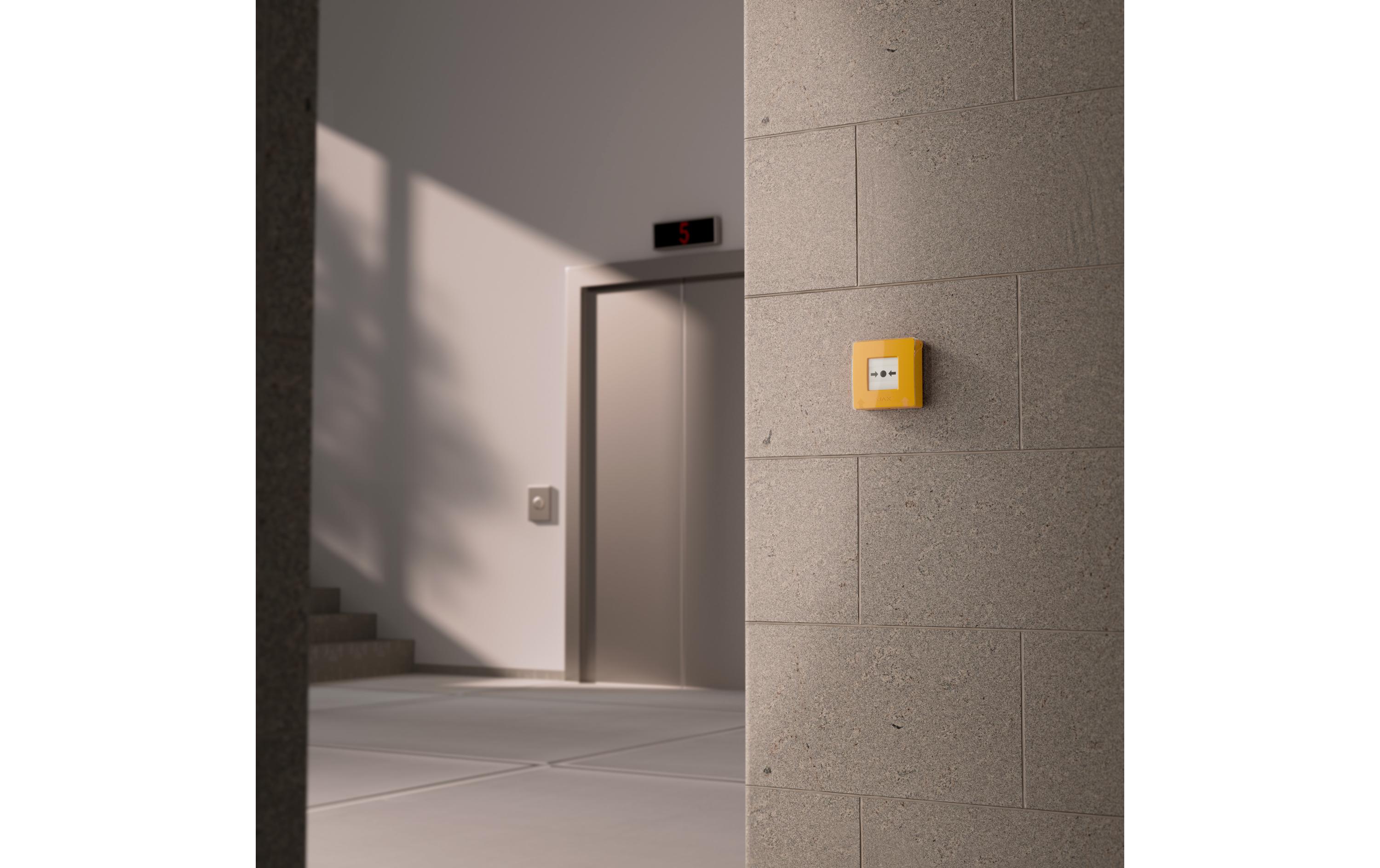 Funk-Taster ManualCallPoint (Yellow) Jeweller Gelb<br>Funk-Druckknopfmelder mit rücksetzbarem Auslöseelement und programmierbaren Szenarien