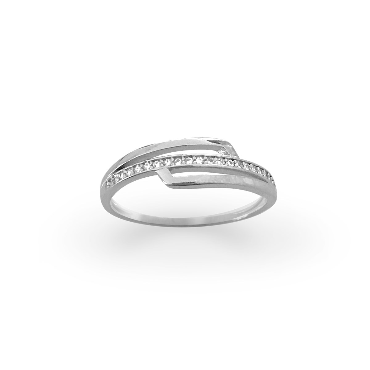 Bague en argent 925 rhodié avec oxydes de zirconium