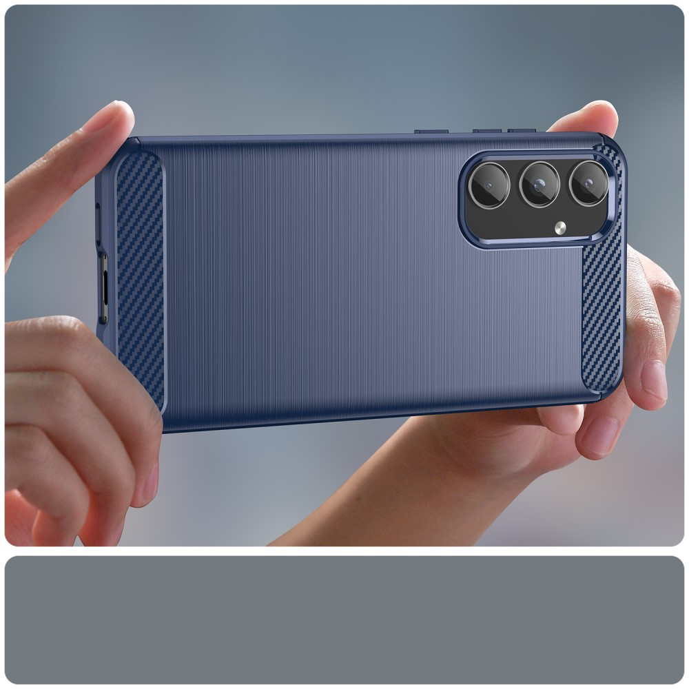 Samsung Galaxy A55 Gummi Case Schutzhülle Carbon Look - Dunkelblau