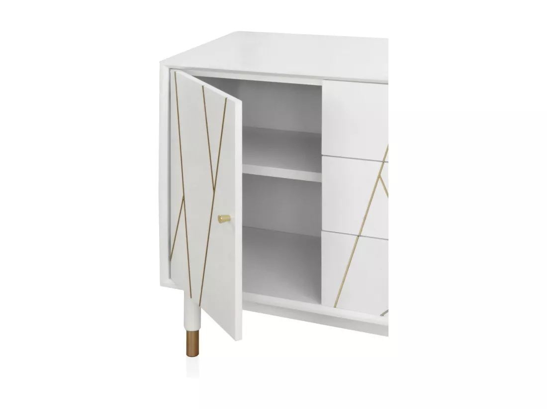 Commode 3 tiroirs et 1 porte laquée blanche