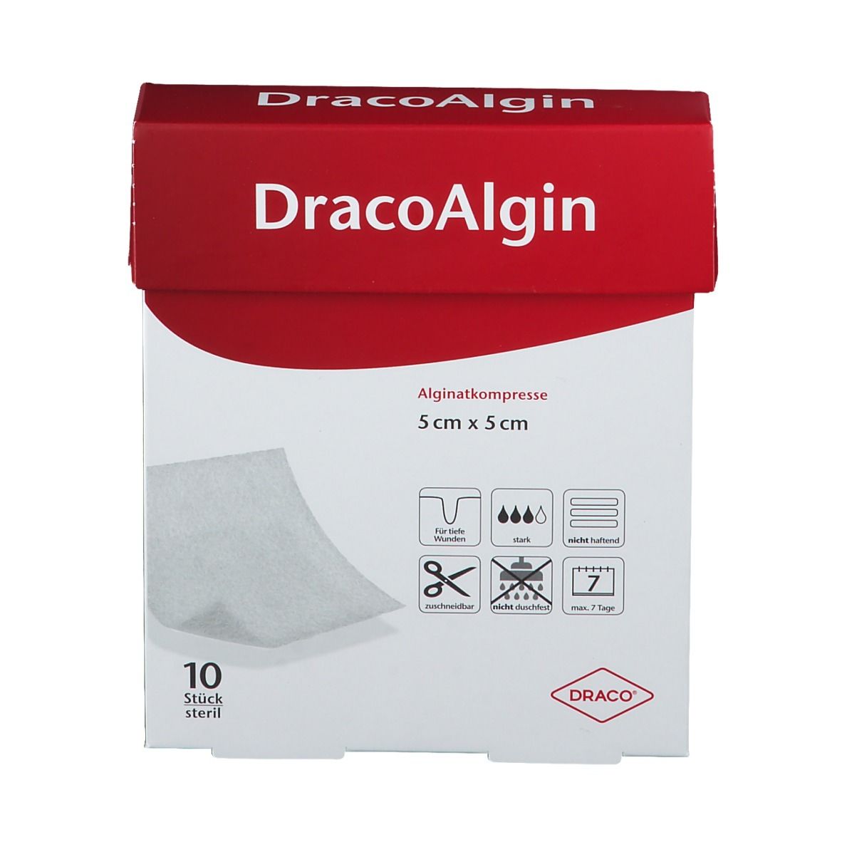 DracoAlgin Alginatkompressen 5 x 5 cm
