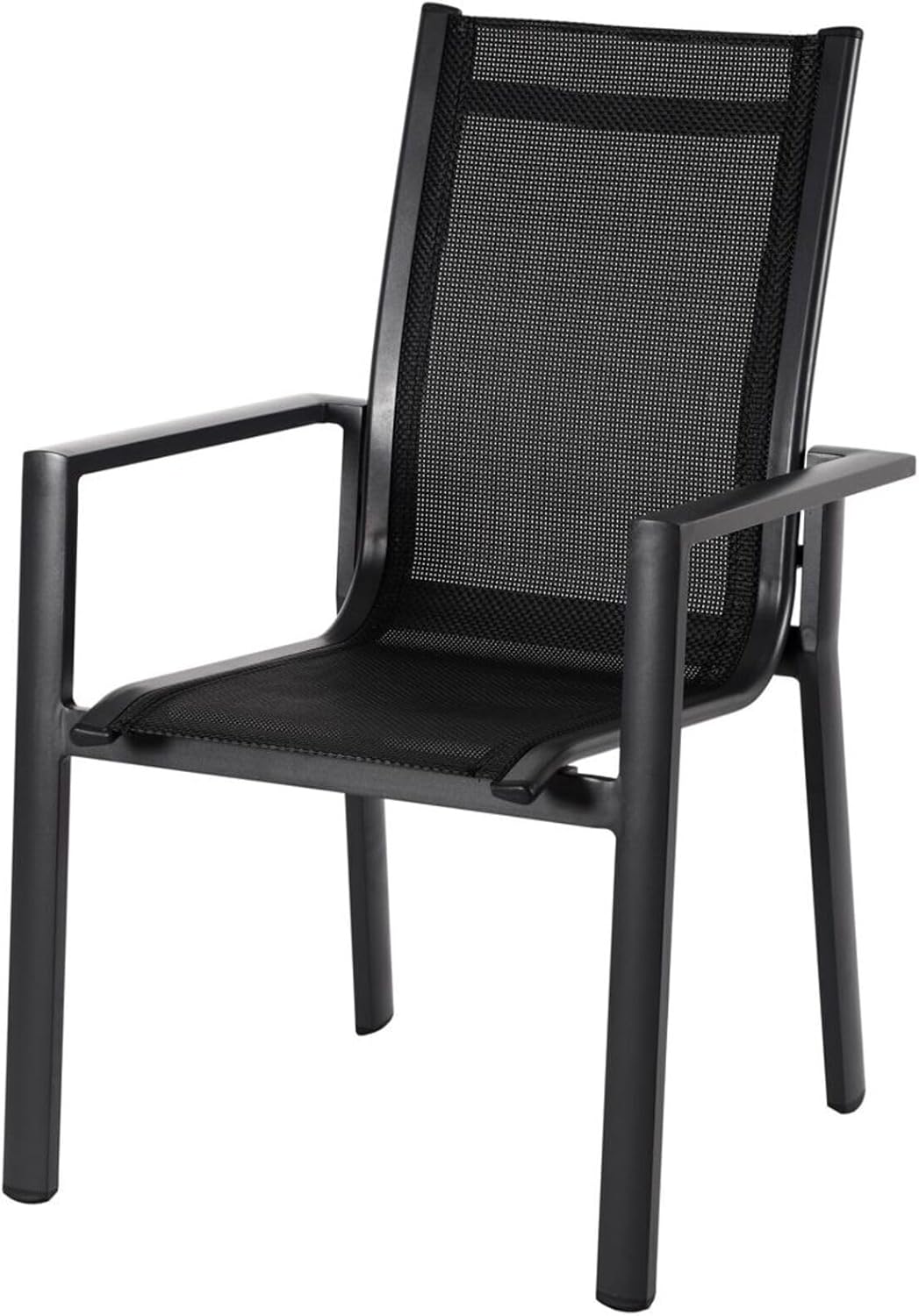 OUTFLEXX Premium Garten-Essgruppe, anthrazit matt, Alu/Textilene, Tisch 180/240x100cm, 8 Stapelsessel