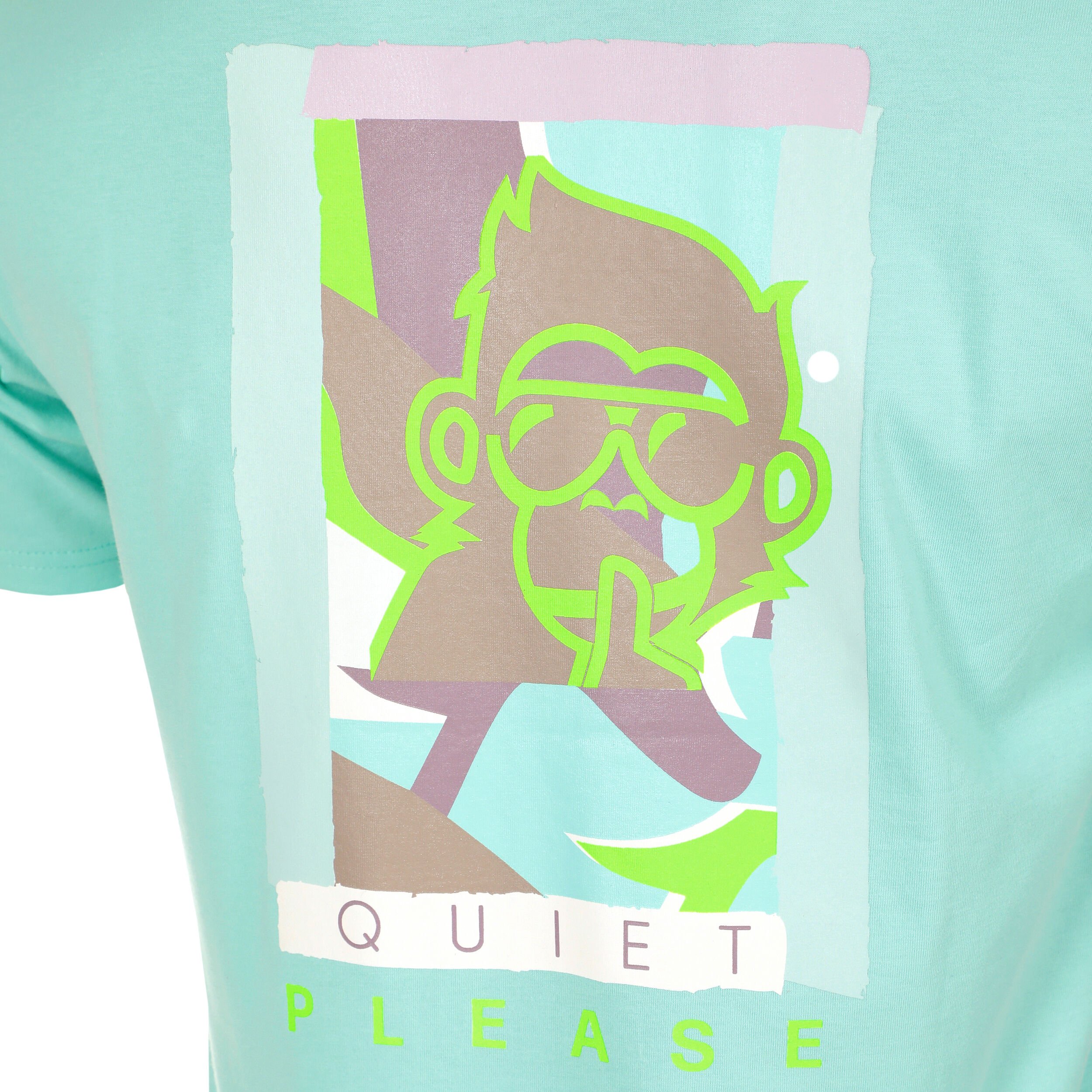 Quiet Please Wild Collage T-shirt Hommes - Turquoise , Multicouleur
